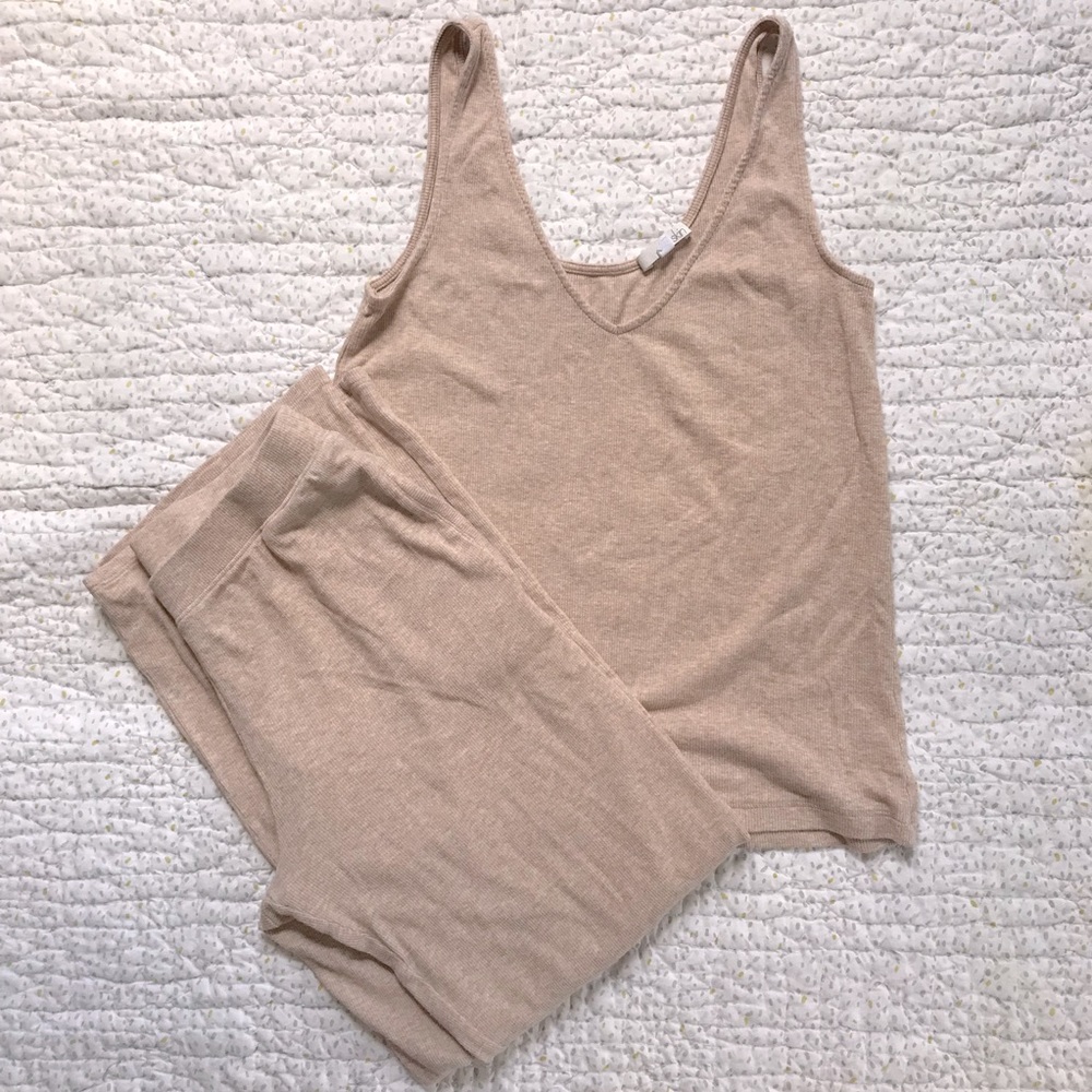 Skin Pajama SET Pima Cotton Heather Beige